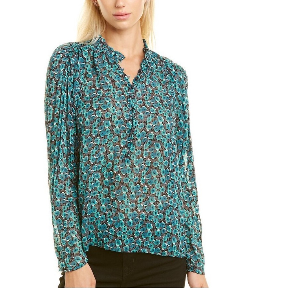 NWT Rebecca Taylor Climbing Rose Silk-Blend Blouse